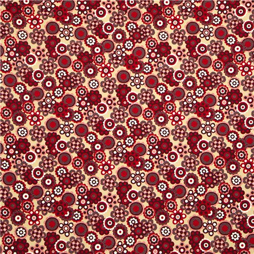 beige Kokka oxford fabric with flowers de Jap�n2