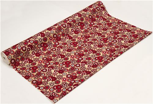 beige Kokka oxford fabric with flowers from Japan 3