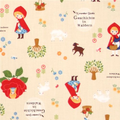 beige Little Red Riding Hood Push PIN X Kokka Fabric 1