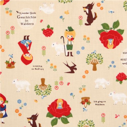 beige Little Red Riding Hood Push PIN X Kokka Fabric 2
