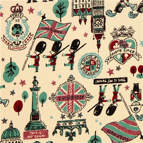 beige London fabric with Big Ben emblem guard by Kokka 1