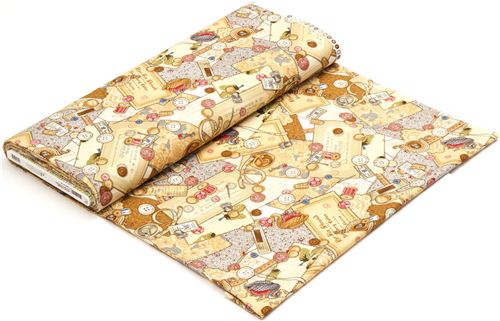 beige Robert Kaufman vintage sewing fabric pin cushion 3