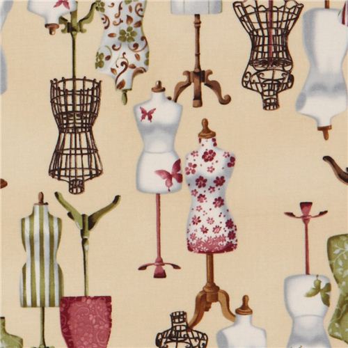 Tessuto beige manichini Vintage di Robert Kaufman Tessuto