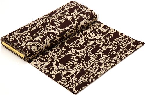 beiger Tier Stoff mit braunen Tieren Alexander Henry USA 3