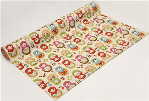 beige big matryoshka dolls Kokka fabric babushka 3
