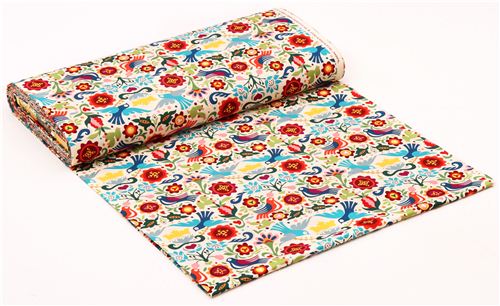 Resto de (21 x 114 cm) - Tela beis con palomas y flores de Alexander Henry La Paloma 0