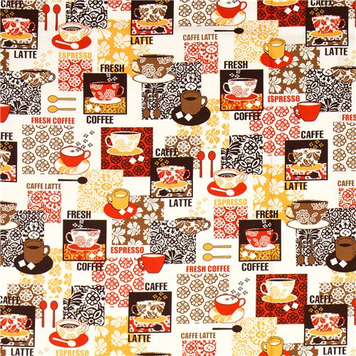 beige fabric coffee cup sugar by Robert Kaufman 2