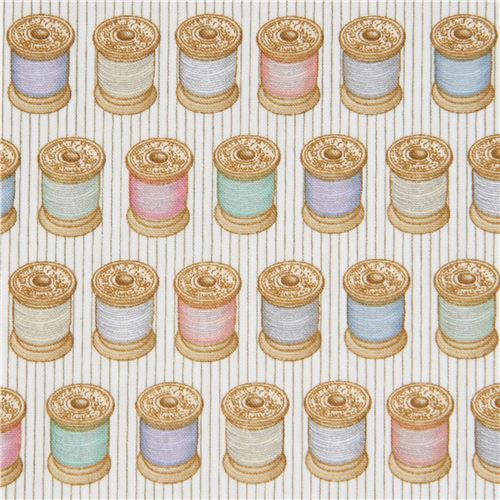 light cream fabric spool of thread Quilting Treasures Fabric