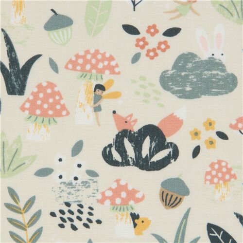beige Feenwald- und Tierstoff von Dear Stella Stoff