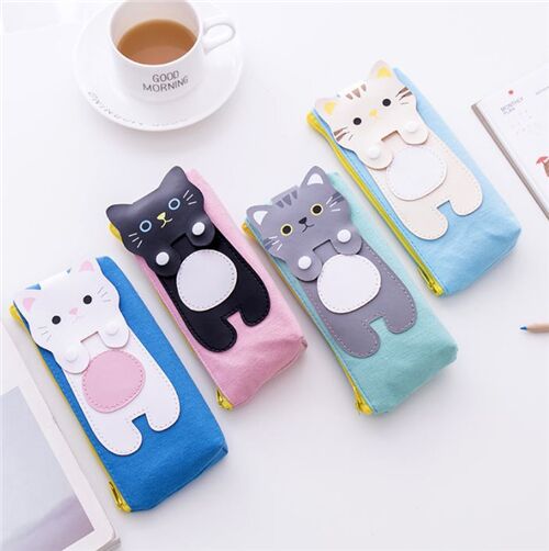 Estuche gato fieltro beige estuche l�pices azul claro 6