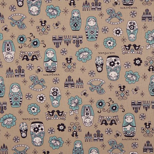 beige matryoshka dolls Kokka fabric Japan babushka 2