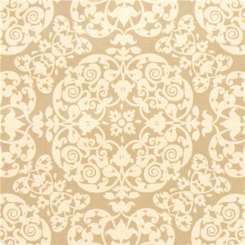 Tissu enduit Michael Miller premium beige, ornements Tissu