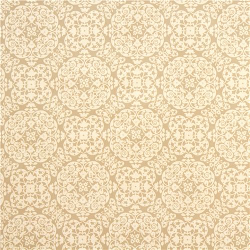 beige ornament premium laminate fabric par Michael Miller 2