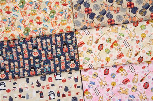 Remnant (41 x 112 cm) - beige sake and tanuki fabric by Trans-Pacific Textiles 4