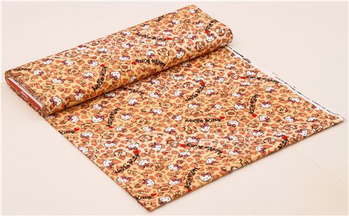 Tela oxford beis amarillo gata Hello Kitty estampado leopardo coraz�n 3