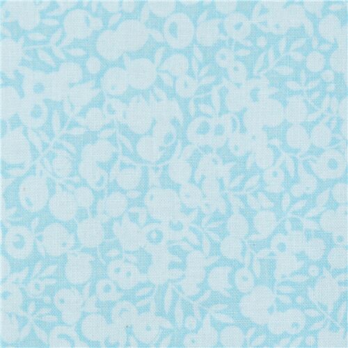 Tissu avec des baies et des brindilles bleu glacier Tissu