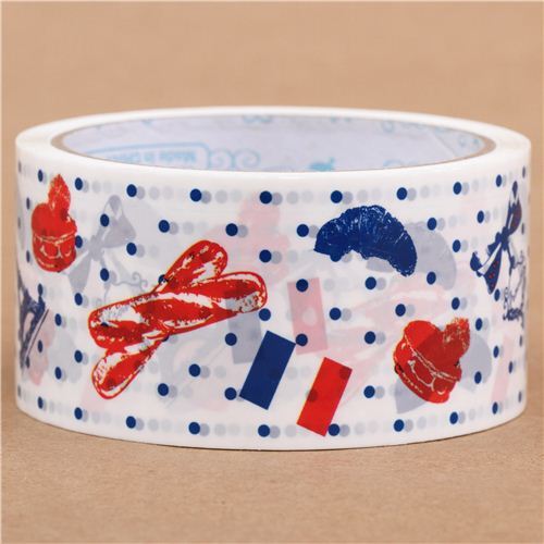 nastro adesivo decorativo grande Parigi Torre Eiffel blu pois 25m 2