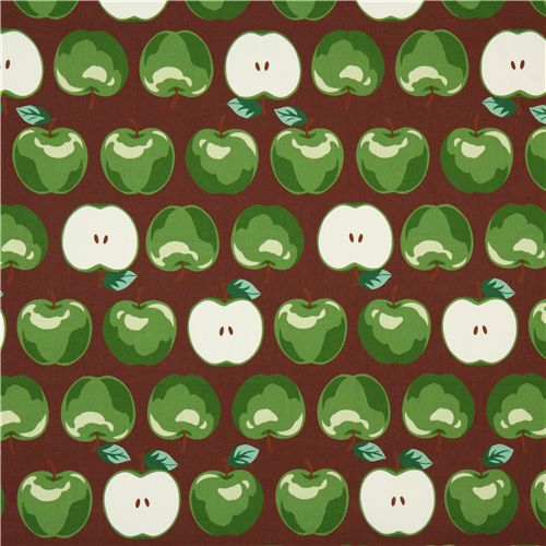big green apple fabric dark brown from Kokka Japan 2