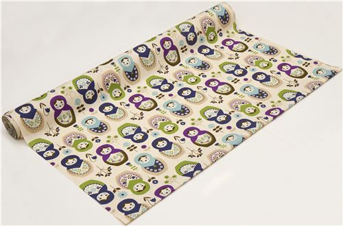 big matryoshka dolls Kokka fabric babushka purple 3