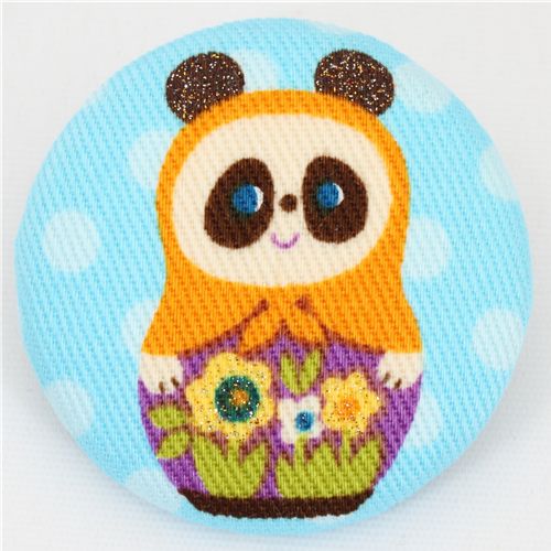 grosser Panda Matroschka Knopf blauer Kokka Stoffknopf 1