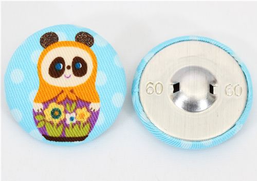 grosser Panda Matroschka Knopf blauer Kokka Stoffknopf 2