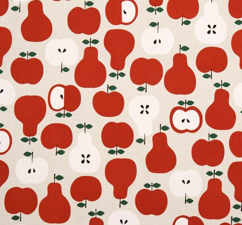 big red apples pears fabric by Kokka 2