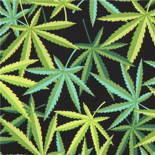 Stoffrest 23 cm - schwarzer Alexander Henry Cannabis Hanf Blatt Stoff