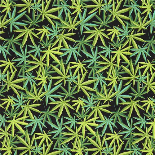 Stoffrest 23 cm - schwarzer Alexander Henry Cannabis Hanf Blatt Stoff 2