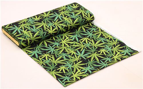 Stoffrest 23 cm - schwarzer Alexander Henry Cannabis Hanf Blatt Stoff 3