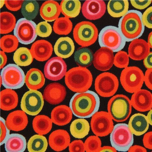 black Alexander Henry funny dots fabric red-green Fabric