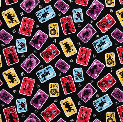 black Alice in Wonderland Kokka fabric from Japan 2