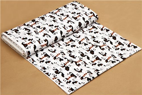 black Halloween designer fabric with ghosts Boo star 3