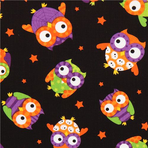 black Halloween owl fabric Timeless Treasures USA Fabric