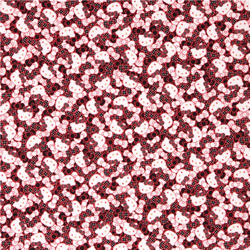 Tissu noir avec dadorables ttes dHello Kitty et des noeuds, par Kokka  2