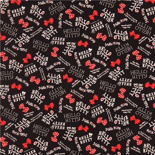 Tela lona negra gata Hello Kitty lazo logo de Sanrio 3