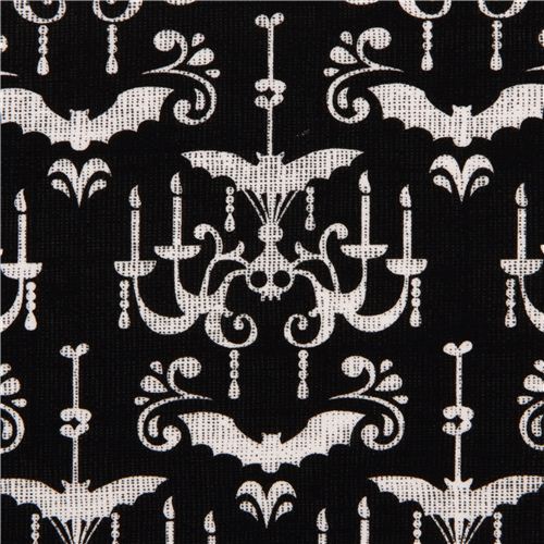 black Michael Miller Halloween fabric with chandelier Fabric