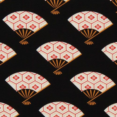 schwarzer Michael Miller Japanische Kimono Fächer Stoff 1