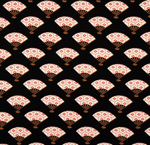 schwarzer Michael Miller Japanische Kimono Fächer Stoff 2