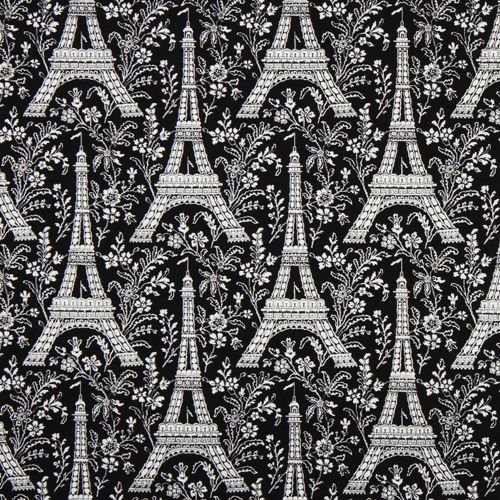 black Michael Miller fabric Eiffel Tower with flowers 2
