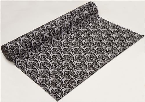 black Michael Miller fabric Eiffel Tower with flowers 3