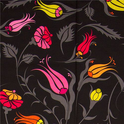 black Michael Miller fabric Turkish Garden flowers 1