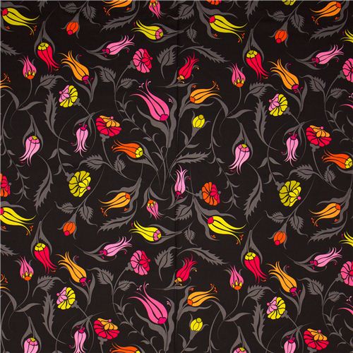 black Michael Miller fabric Turkish Garden flowers 2