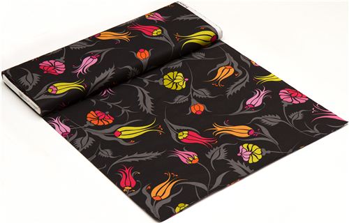 black Michael Miller fabric Turkish Garden  flowers 3