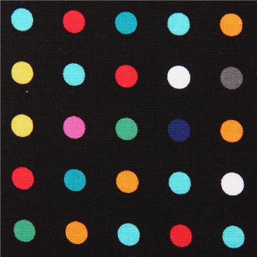 tessuto nero Michael Miller pois colorati Make a Point Tessuto