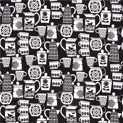 schwarzer Michael Miller Stoff Tasse Kanne 2