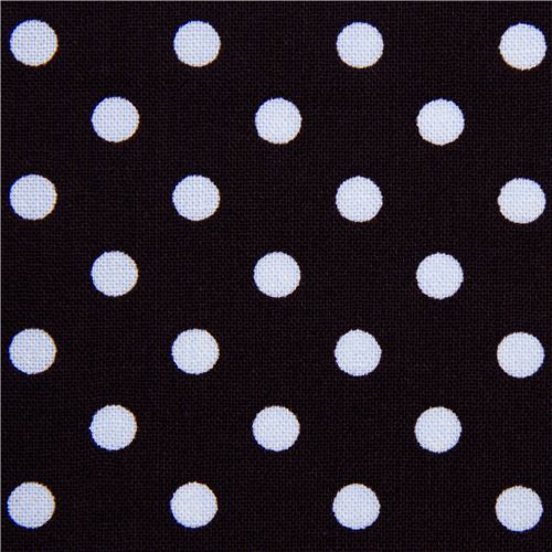 schwarzbrauner Michael Miller Stoff hell blaue Polka Punkte Stoff