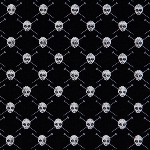 black Michael Miller fabric skulls knitting needle 2