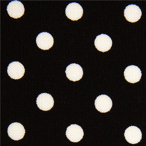 black Michael Miller fabric white polka dots 1