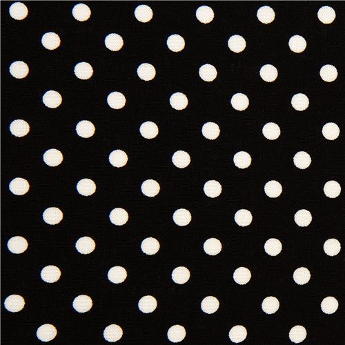 black Michael Miller fabric white polka dots 2