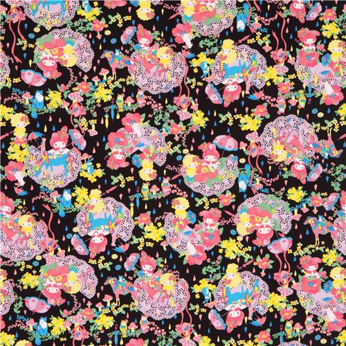 black My Melody bunny flower umbrella Sanrio oxford fabric 2